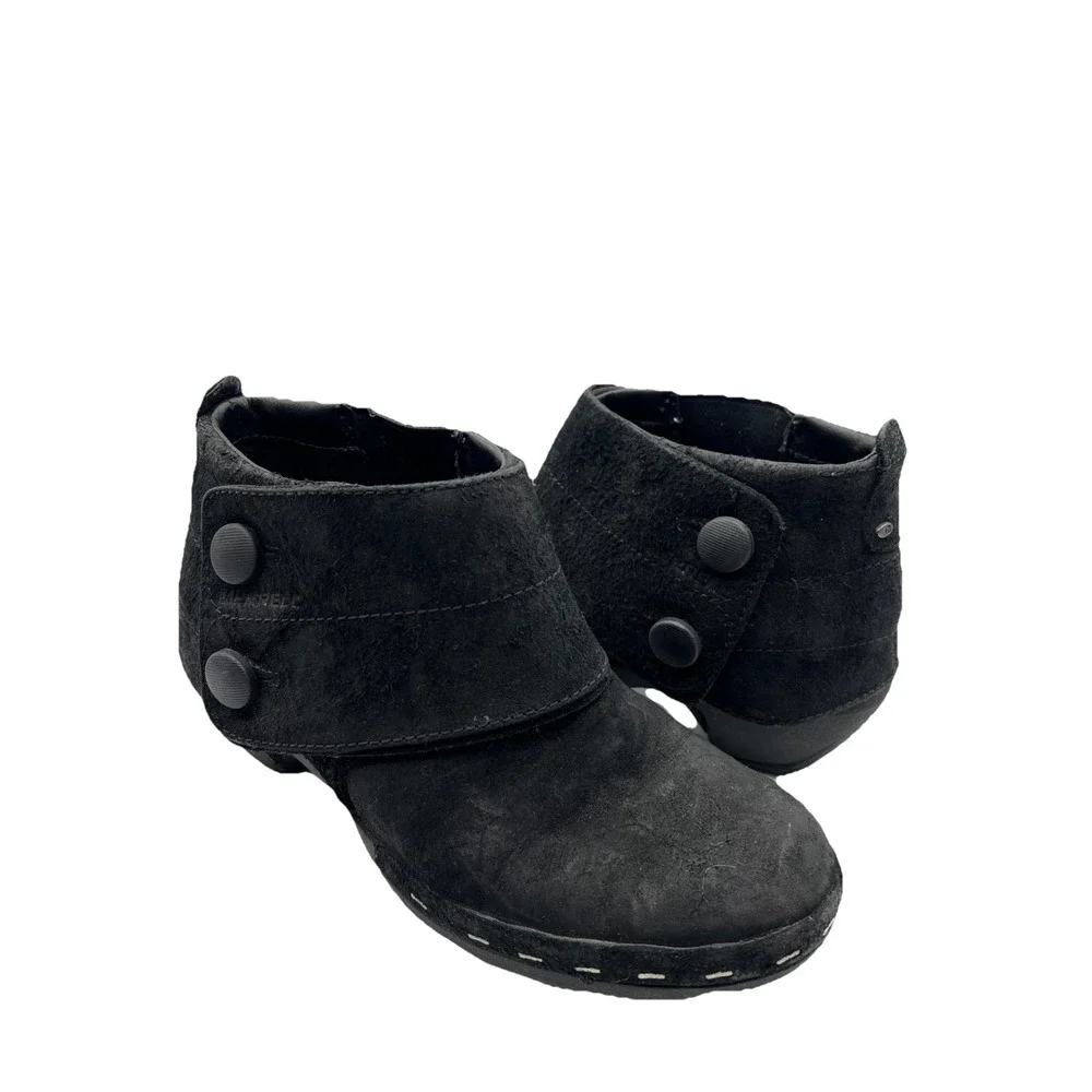 Merrell Wedge Booties Womens 7.5 Luxe Button Ankle Comfort Suede Leather Boots